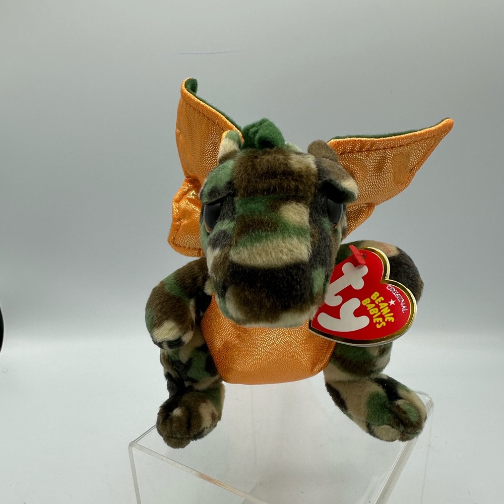 Ty Beanie Baby Razor Camouflage Dragon 6" Plush With Tags Retired 2015